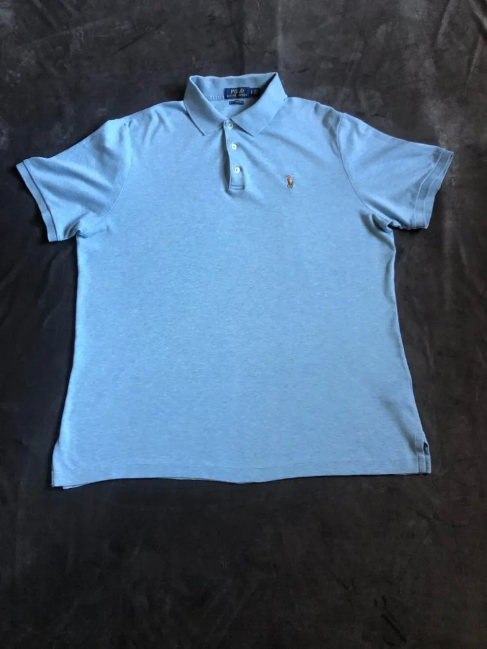 Polo Ralph Lauren Polo Shirt Blue Heather Classic Fit Logo Blue Label Mens L